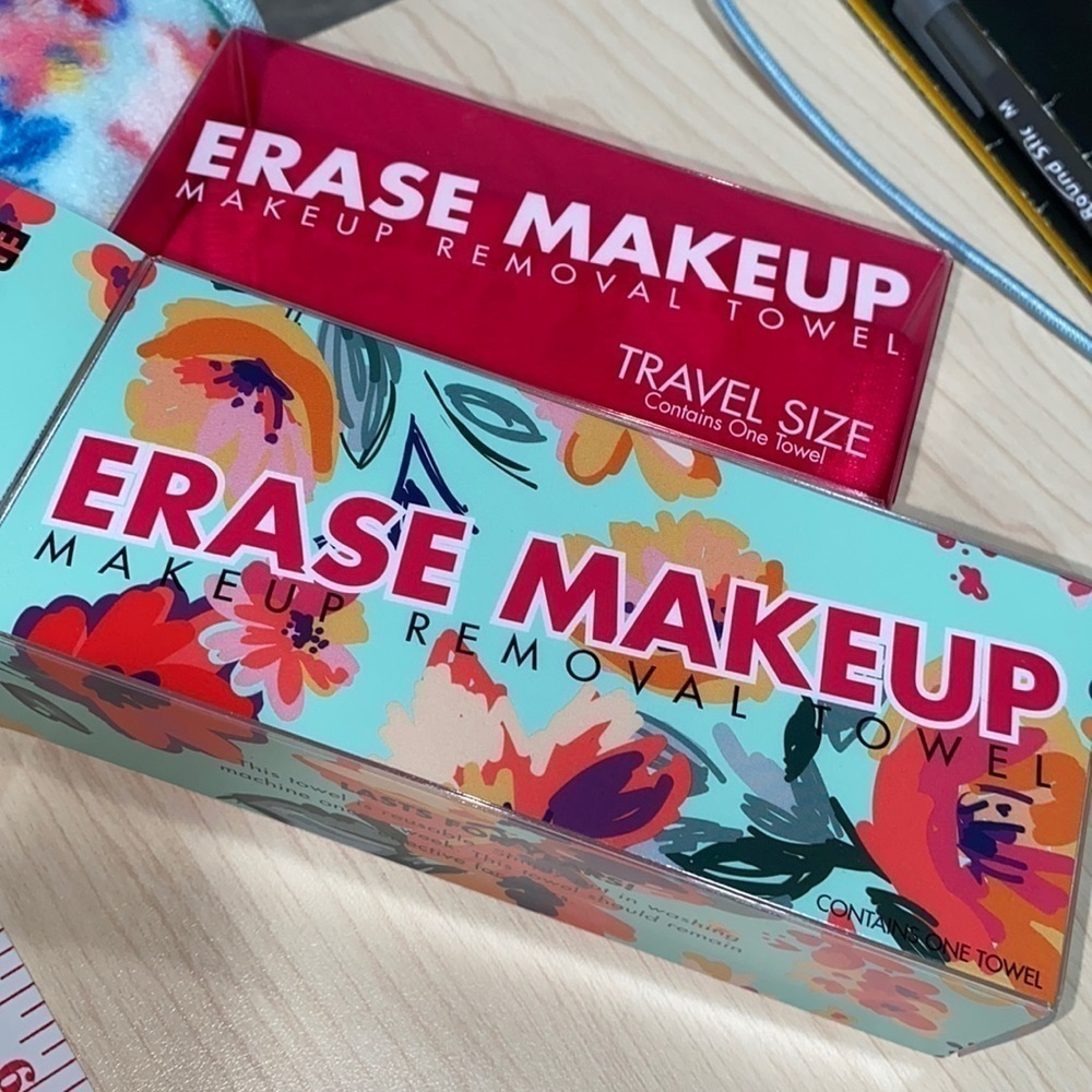 2 erase makeup towels NEW one regular one‎ travel sized makeup remover
